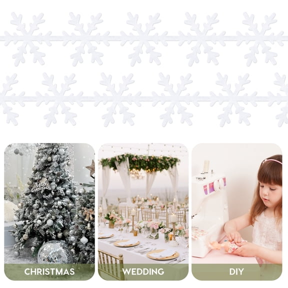 Clispeed Scrapbook Accessories Snowflake Trim Ribbon White for Designers 1Pcs