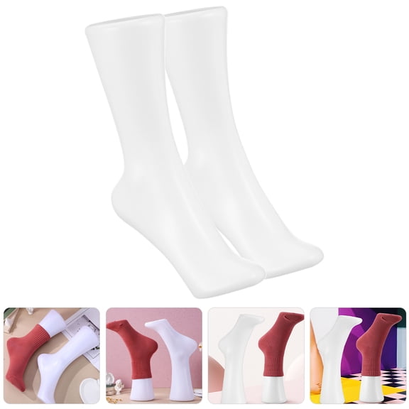 Clispeed 2Pcs Female Foot Sock Display Mold White Plastic Realistic Proportions for Womens Socks