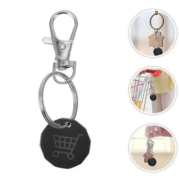 Clispeed Metal Trolley Token Keyrings Shoppers Supermarket Carts 1Pack