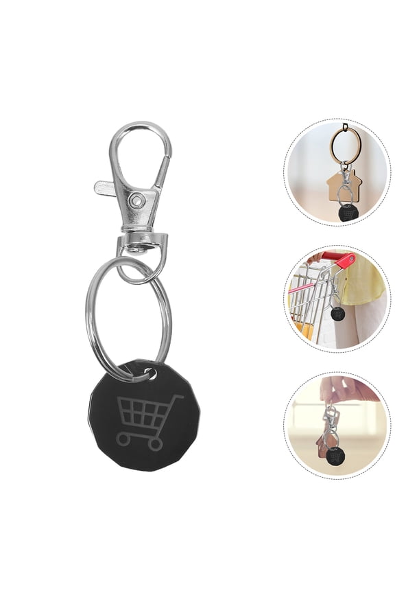 Token Keychain Quarter Holder Stainless Steel Black 1Set