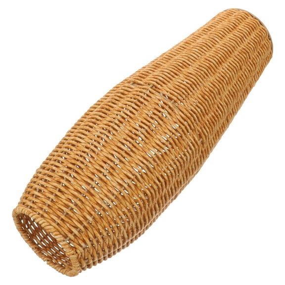 Clispeed Woven Brown Flower Vase Simulation Rattan Decorative Plastic Vase for Table Display