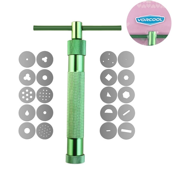 Clispeed VORCOOL Portable Polymer Clay Extruder with 20 , Green - Crafting Tool for Modeling and Art Projects
