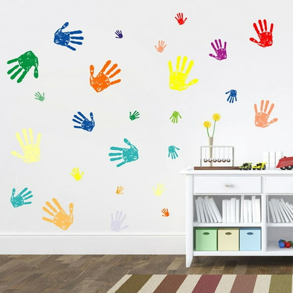 Clispeed PVC Wall Sticker Assorted Color Removable Palm Prints for Home Wall Decoration