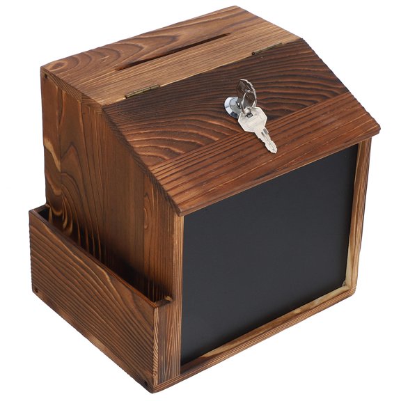 Clispeed Wall Mountable Wooden Mailbox for Classroom, Dark Brown Comment Box, Single Piece Organizer