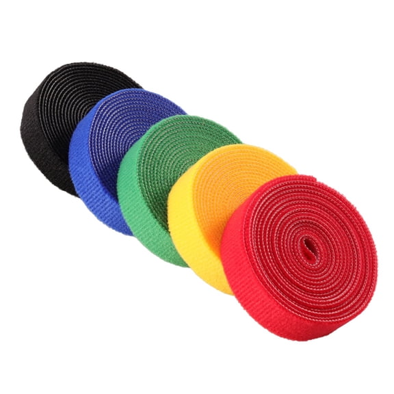 Clispeed Yellow Adhesive Cable Strap Hook and Loop Fastening Tape for Electronics and Office