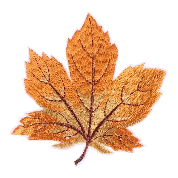 Clispeed Yellow Maple Leaf Embroidery Patch Hot Melt Sticker for Decoration 12Pcs