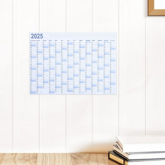 Clispeed 1Set Creative Blue Paper Wall Calendar Yearly Schedule Planner Decorative Organizer