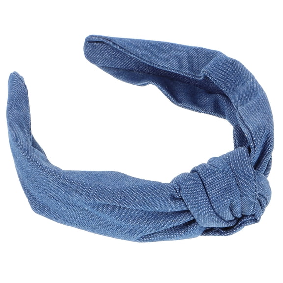 Clispeed Non Slip Blue Denim Headband with Top Knot Design Fashionable Hair Accessory