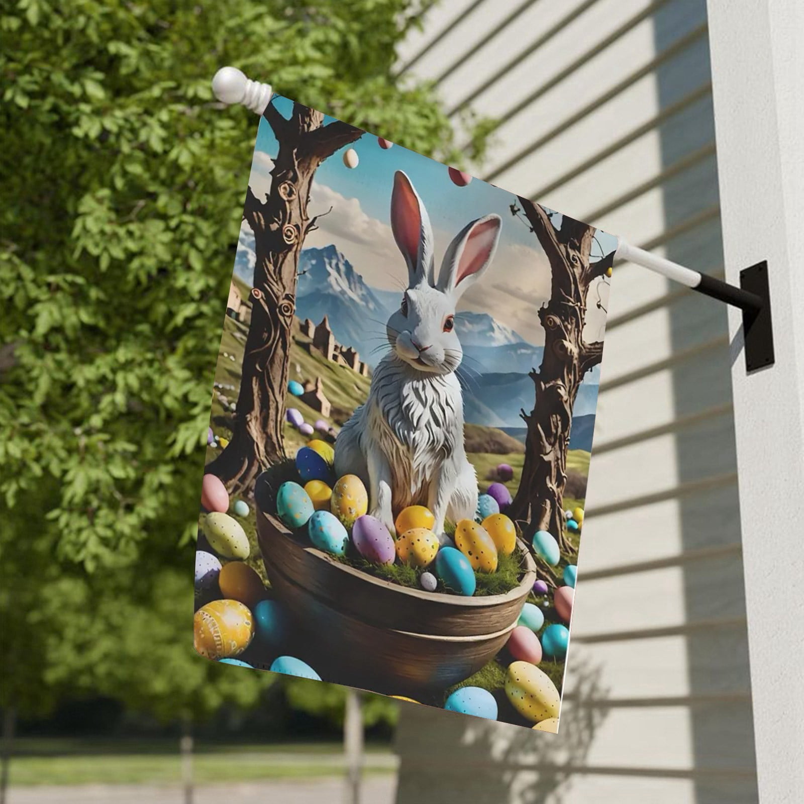 Clisyzdn Easter Garden Flags, Cute Bunny Pattern Garden Flags, Easter ...