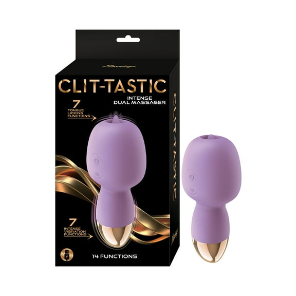 Clit-Tastic Intense Dual Massager Mini Personal Massage Wand, Lavender