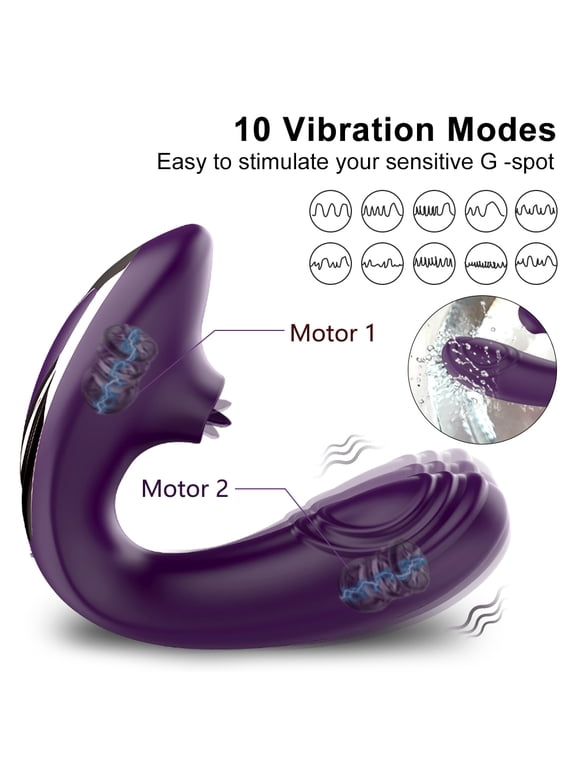Clitoral Sucking Vibrator, 2 in 1 G Spot Vibrator, Quiet Stimulator with 10 Vibration Modes, Rabbit Vibrating Dildo, Adult Oral Sex Toys for Woman,Red