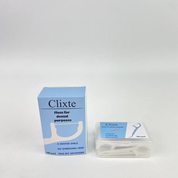 Clixte Floss for dental purposes,Eco-Friendly Dental Floss Picks (100ct) - Flossers Made with Straw Wheat Blend, Natural Teeth Whitening, Tooth Pick Stick