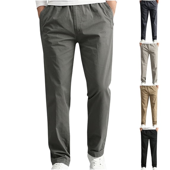 Cllios Cargo Pants for Men Relaxed Fit Outdoor Hiking Trousers Work Pants Elastic Waist Drawstring Travel Baggy Cotton Cargo Pant with Multi Pockets M-6XL