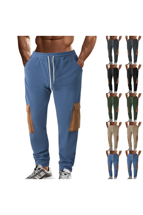 Cargo Pants for Men Relaxed Fit Outdoor Athletic Trousers Work Pants Drawstring Straight Leg Baggy Cargo Pant with Multi Pockets S-3XL