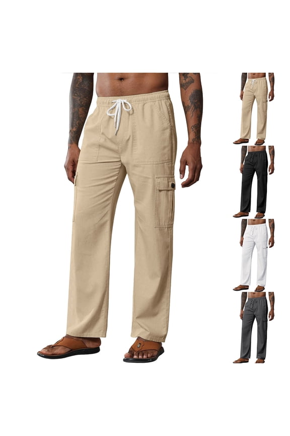 Cargo Pants for Men Relaxed Fit Outdoor Athletic Trousers Work Pants Fitness Jogger Baggy Cotton Cargo Pant with Multi Pockets M-3XL