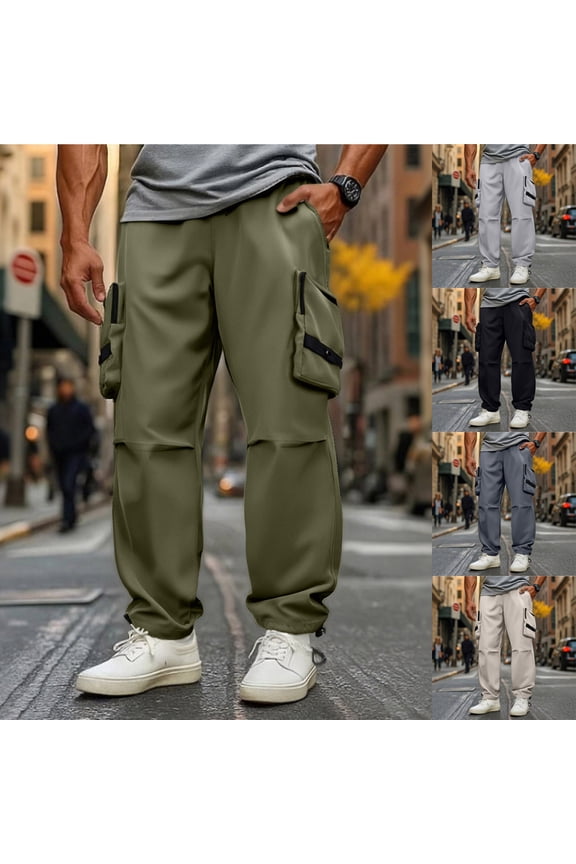 Cargo Pants for Men Slim Fit Outdoor Athletic Trousers Work Pants Classic Workout Baggy Cargo Pant with Multi Pockets M-2XL
