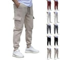 thumbnail image 1 of Cllios Cargo Pants for Men Slim Fit Outdoor Hiking Trousers Work Pants Elastic Waist Drawstring Workout Baggy Cargo Pant with Multi Pockets S-3XL, 1 of 10