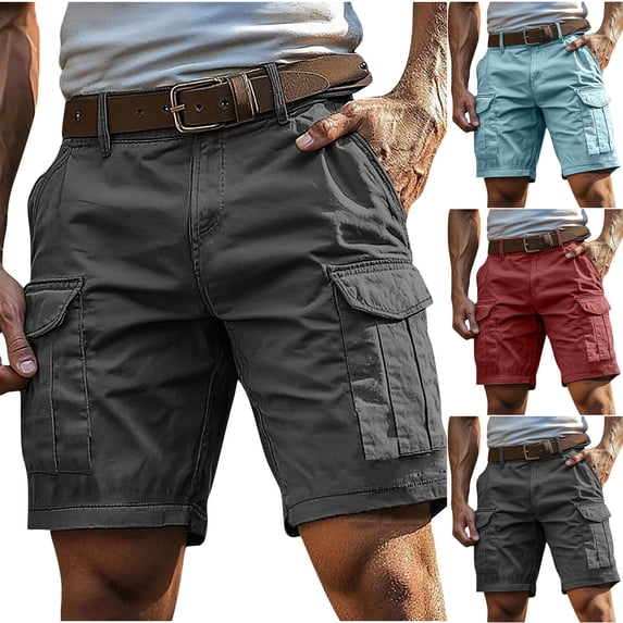 Cllios Cargo Shorts for Men Relaxed Fit Summer Classic Workout Shorts Cotton Beach Gym Shorts with Multi Pockets