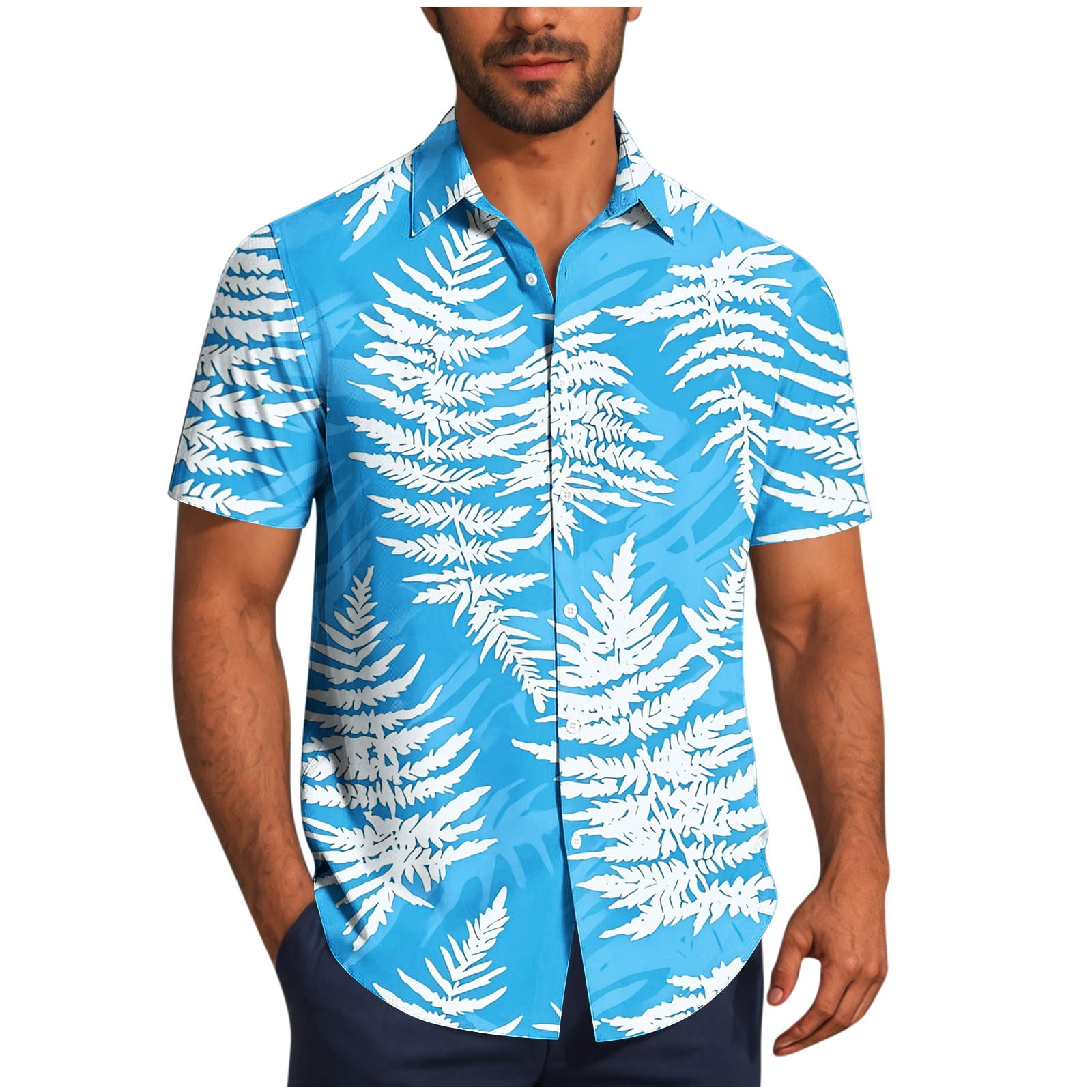 Cllios Hawaiian Shirt for Men Funny Tropical Print Aloha Tops Quick Dry ...