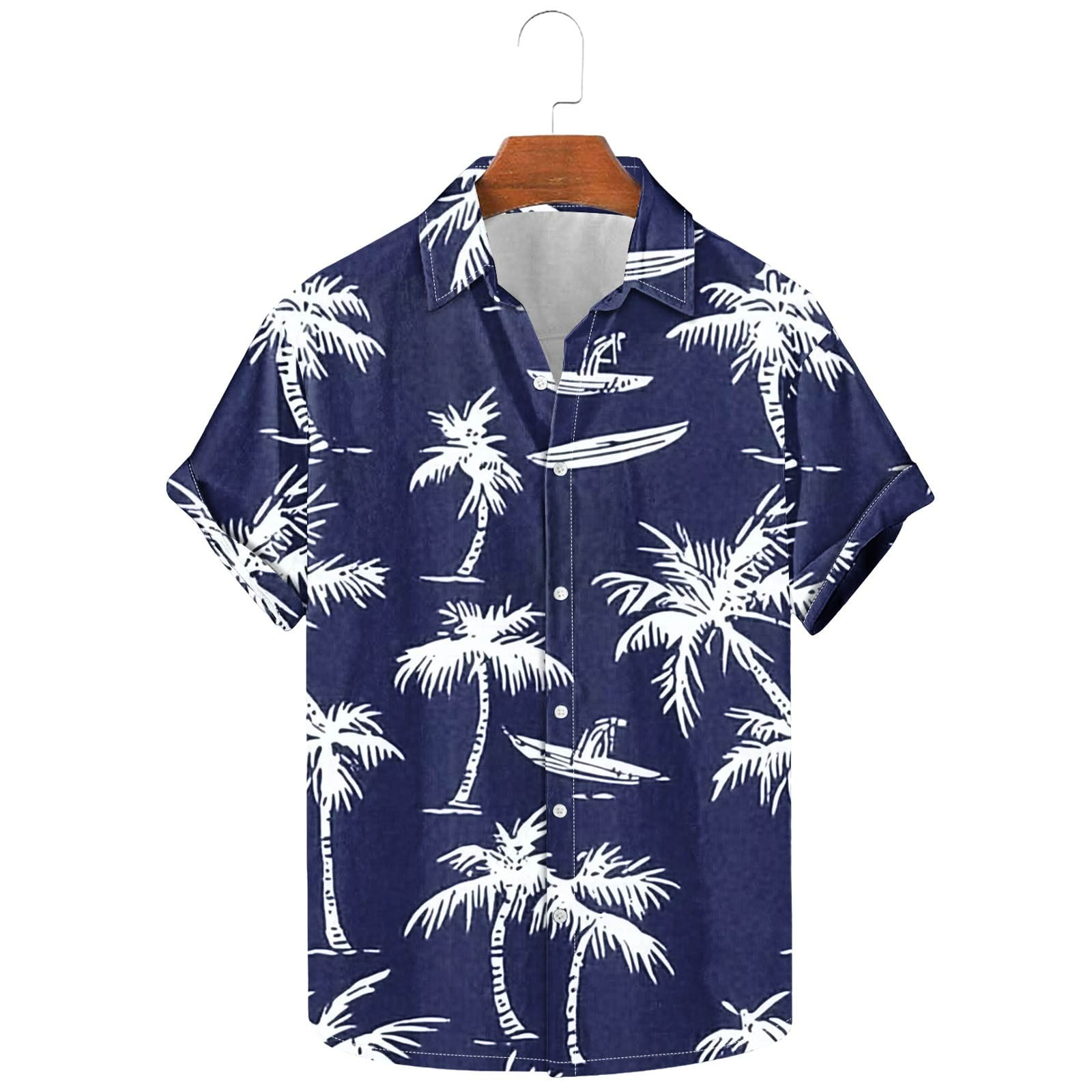 Cllios Hawaiian Shirt for Men Summer Floral Graphic Beach Tops Quick ...