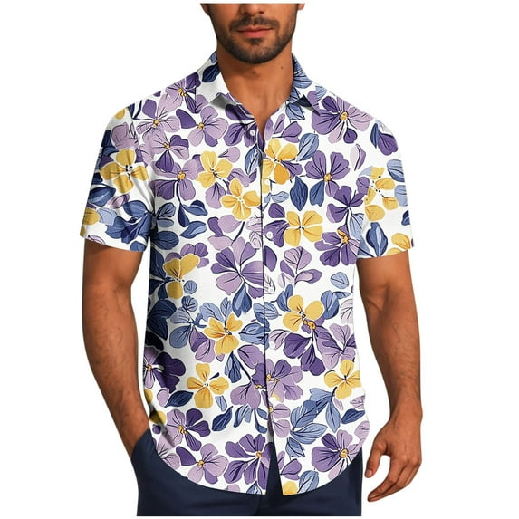 Cllios Hawaiian Shirts for Men Big and Tall Tropical Graphic Holiday Tops Lightweight Cuban Collared Short Sleeve T-shirts Casual Button Down Bowling Shirts S-4XL
