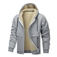 thumbnail image 1 of Cllios Hoodies for Men Sherpa Lined Jacket Full Zip Up Jacket Winter Warm Thick Fleece Sweatshirt Heavyweight Open Front Drawstring Outerwear with Zipper Pockets, 1 of 5
