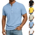 thumbnail image 1 of Cllios Linen Shirts for Men Casual Short Sleeve Tees Loose Fit Round Neck Tops Basic Athletic Sport Plain Button Up Shirts S-3XL, 1 of 10