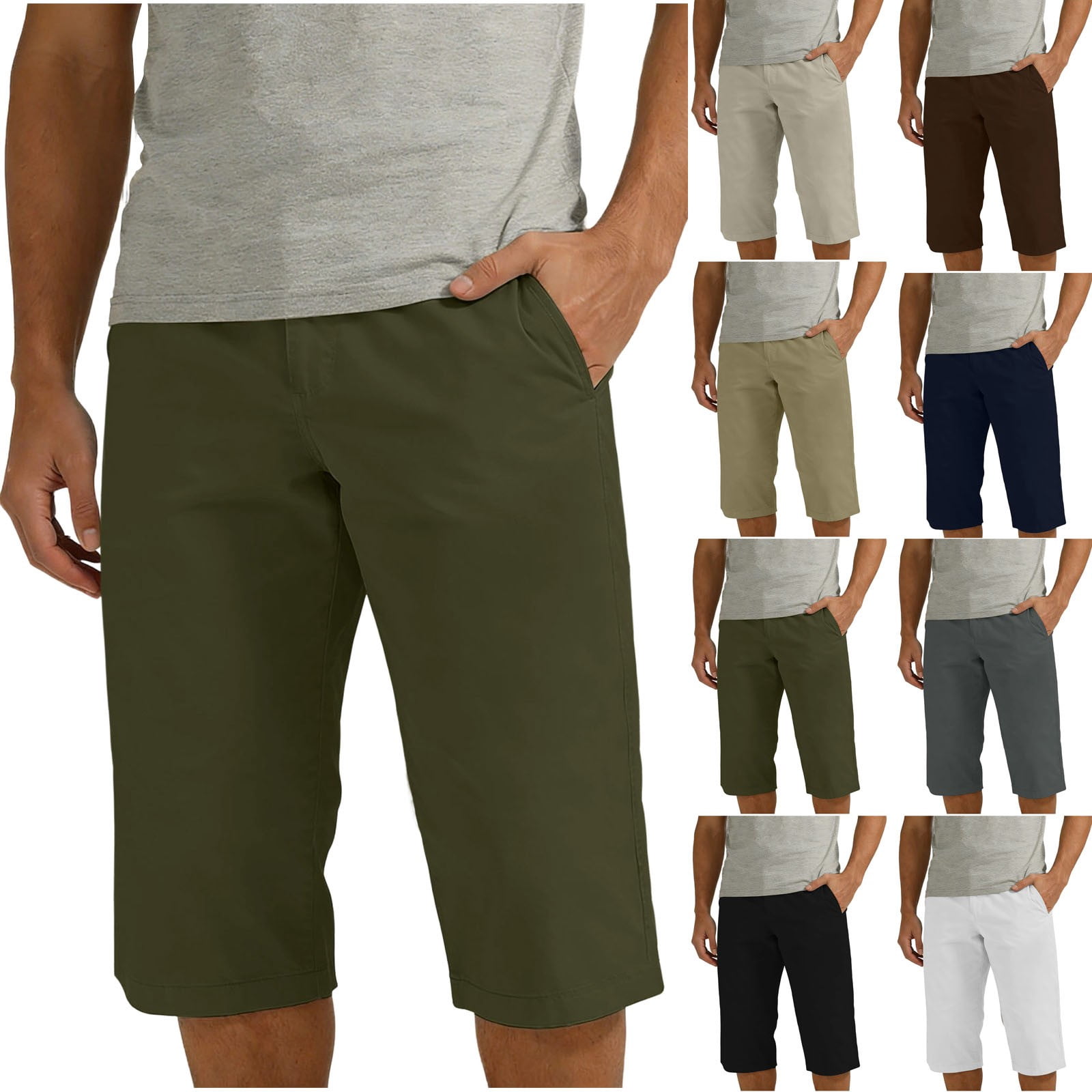 Cllios Men's Cargo Capris Big and Tall Outdoor Casual Trousers Work ...