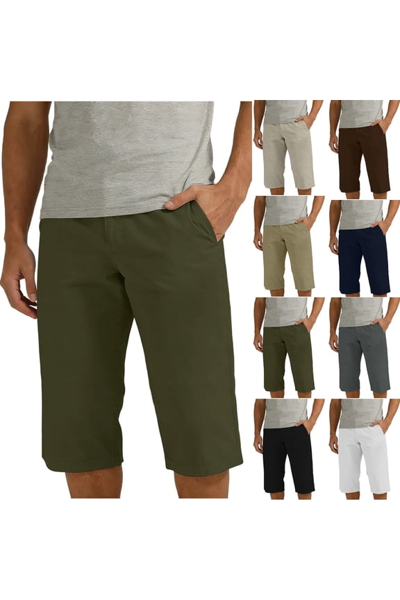 Men's Cargo Capris Big and Tall Outdoor Casual Trousers Work Pants Fitness Workwear Baggy 3/4 Pant with Multi Pockets S-2XL
