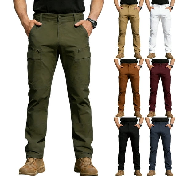 Cllios Men's Cargo Pants Big and Tall Outdoor Athletic Trousers Work Pants Lightweight Straight Leg Baggy Cargo Pant with Multi Pockets S-3XL