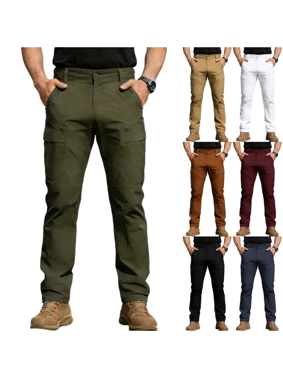 Men's Cargo Pants Big and Tall Outdoor Athletic Trousers Work Pants Lightweight Straight Leg Baggy Cargo Pant with Multi Pockets S-3XL
