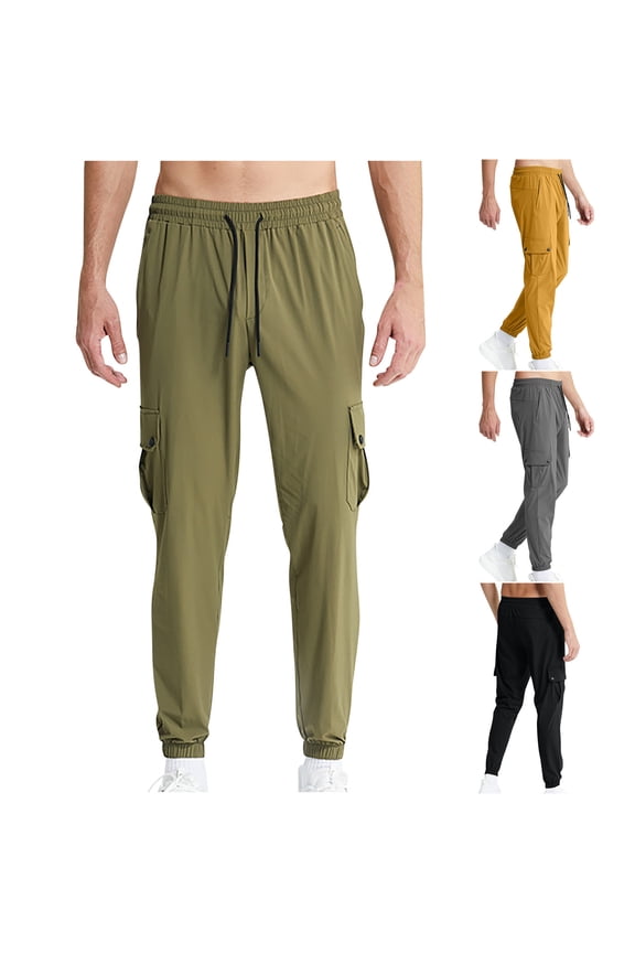 Men's Cargo Pants Relaxed Fit Outdoor Hiking Trousers Work Pants Elastic Waist Fitness Camping Baggy Cargo Pant with Multi Pockets M-3XL