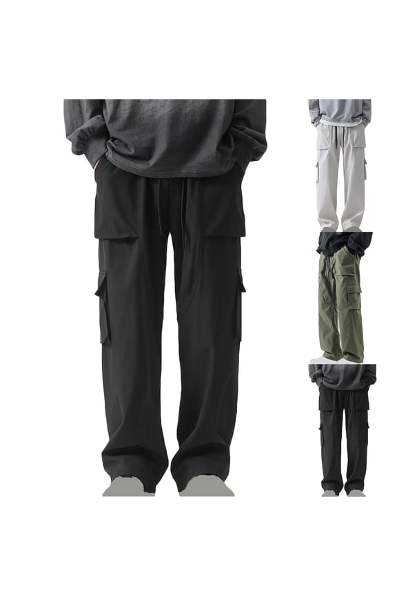 Men's Cargo Pants Slim Fit Outdoor Casual Trousers Work Pants Elastic Waist Fitness Workout Baggy Cargo Pant with Multi Pockets M-5XL