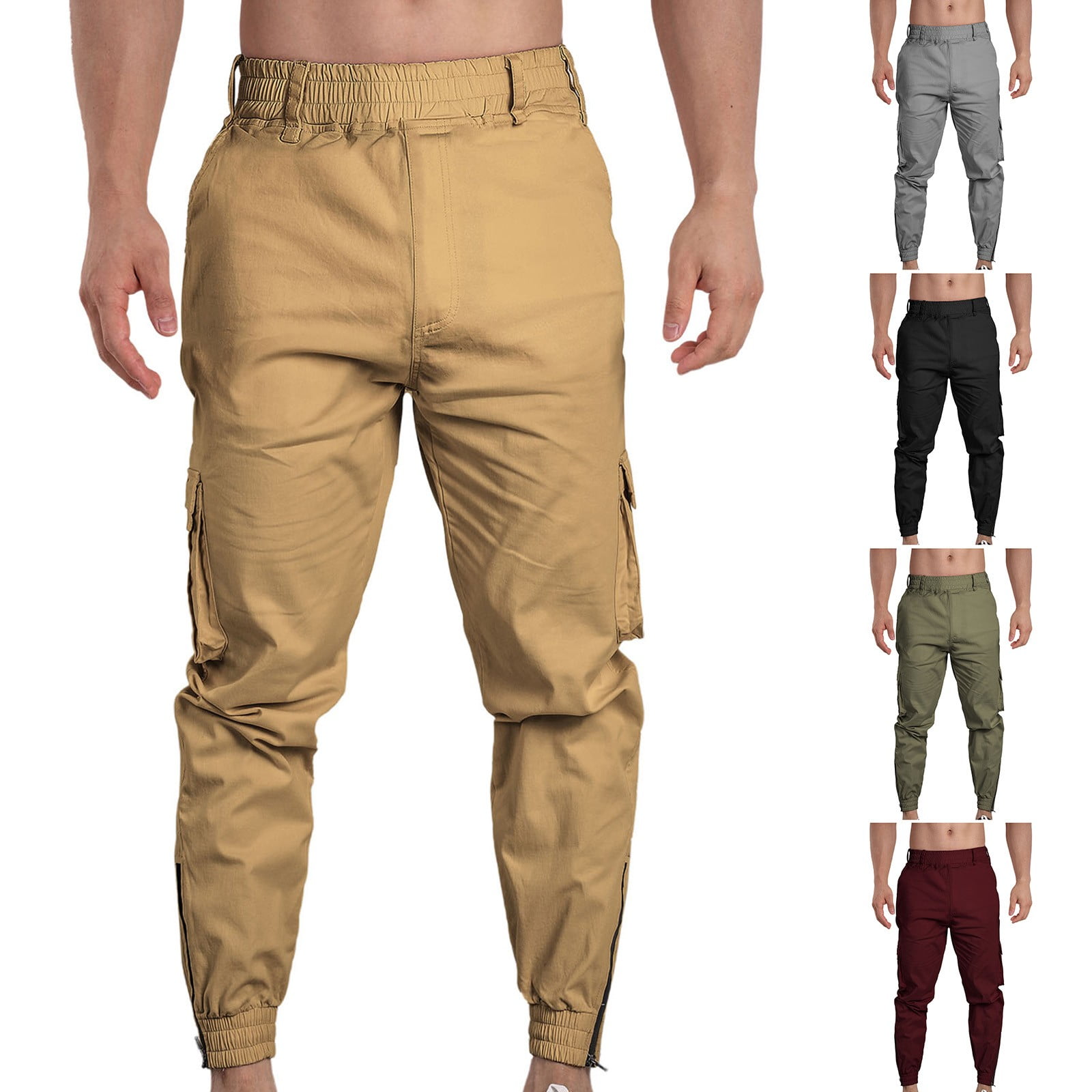 Cllios Men's Cargo Pants Slim Fit Outdoor Hiking Trousers Work Pants ...