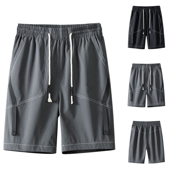 Cllios Men's Cargo Shorts Below the Knee Summer Classic Workout Shorts Drawstring Fitness Beach Gym Shorts with Multi Pockets