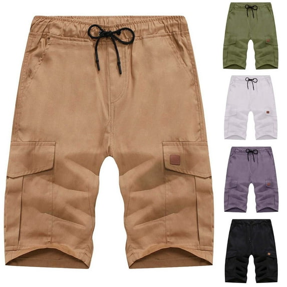 Cllios Men's Elastic Waist Cargo Shorts Casual Summer Lightweight Workout Shorts Running Travel Gym Shorts with Multi Pockets
