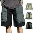 thumbnail image 1 of Cllios Men's Elastic Waist Cargo Shorts Relaxed Fit Summer Utility Workout Shorts Drawstring Cotton Work Gym Shorts with Multi Pockets, 1 of 6