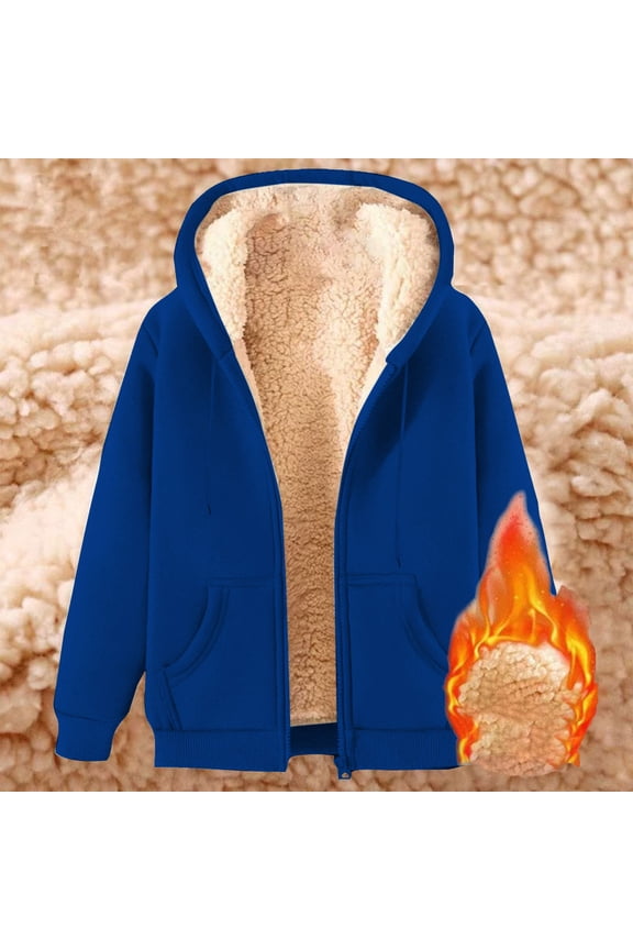 Men's Full Zip Up Jacket Sherpa Lined Hoodies Winter Warm Thick Fleece Sweatshirts with Pockets Long Sleeve Drawstring Heavyweight Pullover