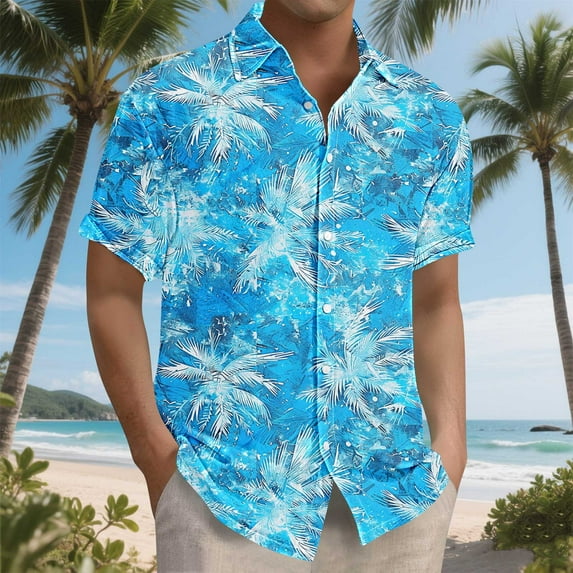 Cllios Men's Hawaiian Shirt Funny Floral Print Holiday Tops Loose Fit Lapel Collared Short Sleeve T-shirts Casual Button Down Bowling Shirts S-5XL