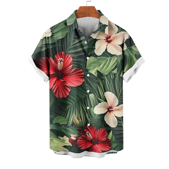 Cllios Men's Hawaiian Shirts Funny Tropical Print Beach Tops Quick Dry Lapel Collared Short Sleeve T-shirts Oversized Button Down Bowling Shirts S-5XL