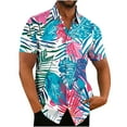 thumbnail image 1 of Cllios Men's Hawaiian Shirts Summer Tropical Graphic Aloha Tops Regular Fit Lapel Collared Short Sleeve T-shirts Oversized Button Down Bowling Shirts S-5XL, 1 of 3