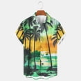 thumbnail image 1 of Cllios Men's Hawaiian Shirts Summer Tropical Print Holiday Tops Loose Fit Lapel Collared Short Sleeve T-shirts Oversized Button Down Bowling Shirts M-4XL, 1 of 7