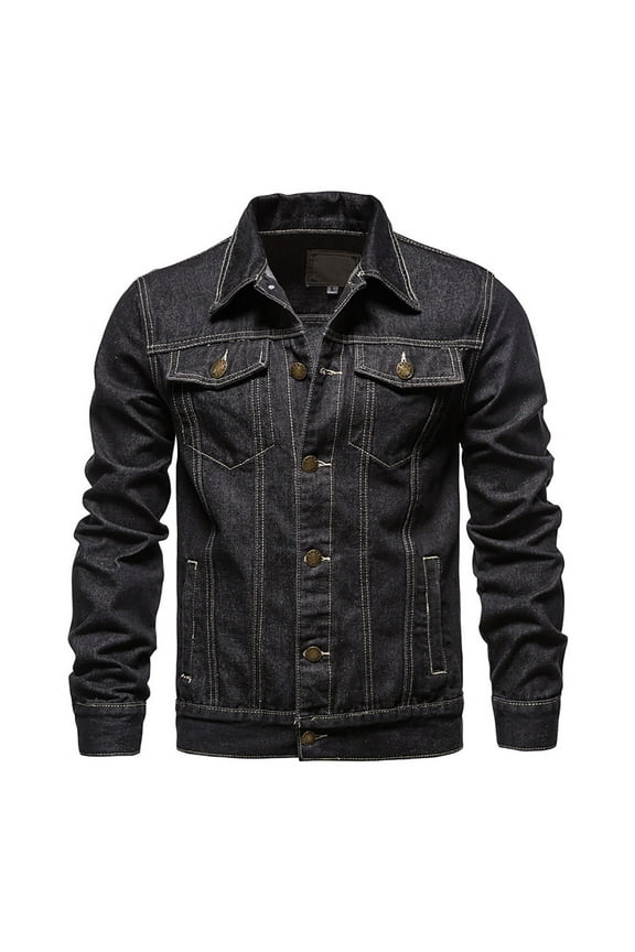 Men's Jean Jacket Button Down Denim Jacket Long Sleeve Trucker Jacket Turndown Collar Cowboy Coat Vintage Washed Distressed Regular Fit Outerwear