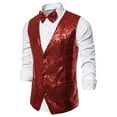 thumbnail image 1 of Cllios Men's Sequin Vest With Bow Tie V Neck Regular Fit Waistcoat Silm Fit Suit Dress Fromal Sleeveless Shiny Costume Wedding Party Tuxedo, 1 of 4