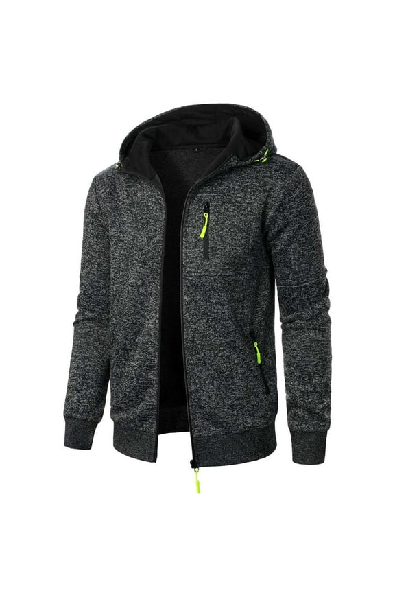 Men's Zip Up Hoodies Long Sleeve Sports Jacket Fleece Outerwear with Zipper Pockets Big and Tall Lightweight Sweatshirts Running Workout Athletic Sweater