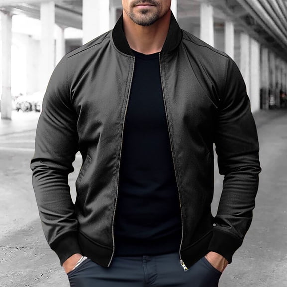 Cllios Mens Bomber Jacket Full Zip Up Jacket Fall Stand Collar Track Jackets Long Sleeve Shellsoft Outerwear Lightweight Sports Flight Windbreaker