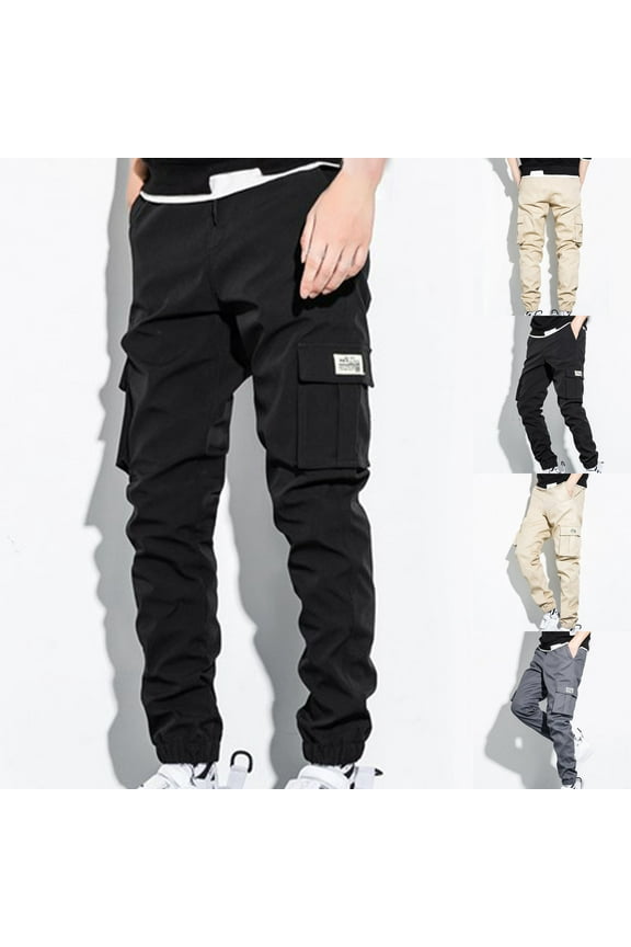 Mens Cargo Pants Slim Fit Outdoor Athletic Trousers Work Pants Gym Workout Baggy Cargo Pant with Multi Pockets M-5XL