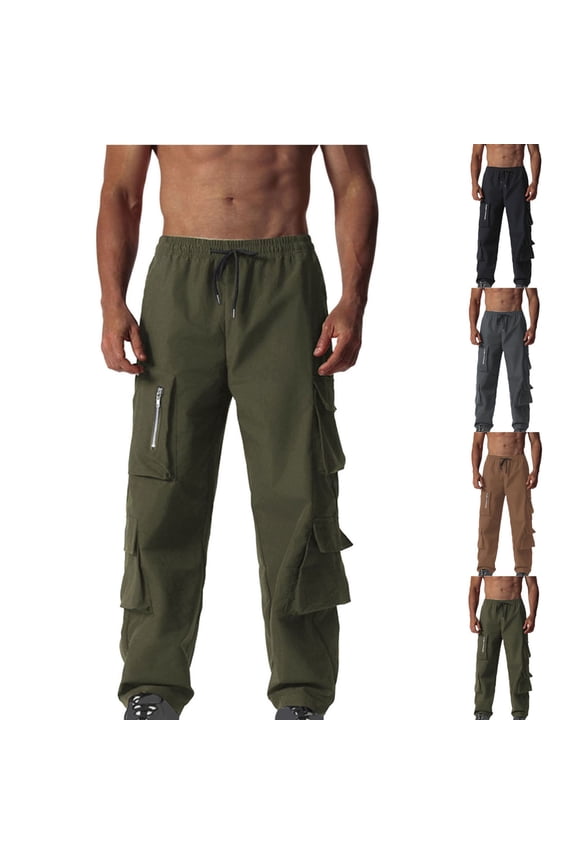 Mens Cargo Pants Slim Fit Outdoor Athletic Trousers Work Pants Lightweight Travel Baggy Cargo Pant with Multi Pockets S-2XL