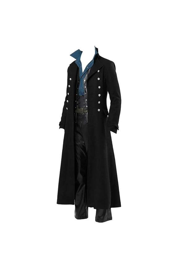 Mens Steampunk Gothic Jacket Medieval Renaissance Pea Coat Victorian Long Frock Coat Vintage Windbreaker CSplay Halloween Costume Tailcoat