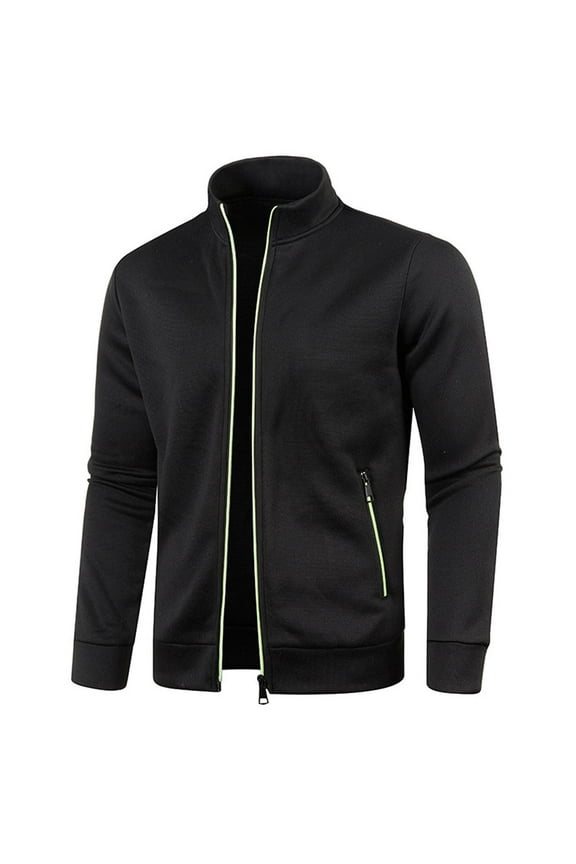 Mens Track Jackets Full Zip Up Sweatshirts Long Sleeve Stand Collar Outerwear Lightweight Fleece Cardigan Slim Fit Workout Running Athletic Active Jacket